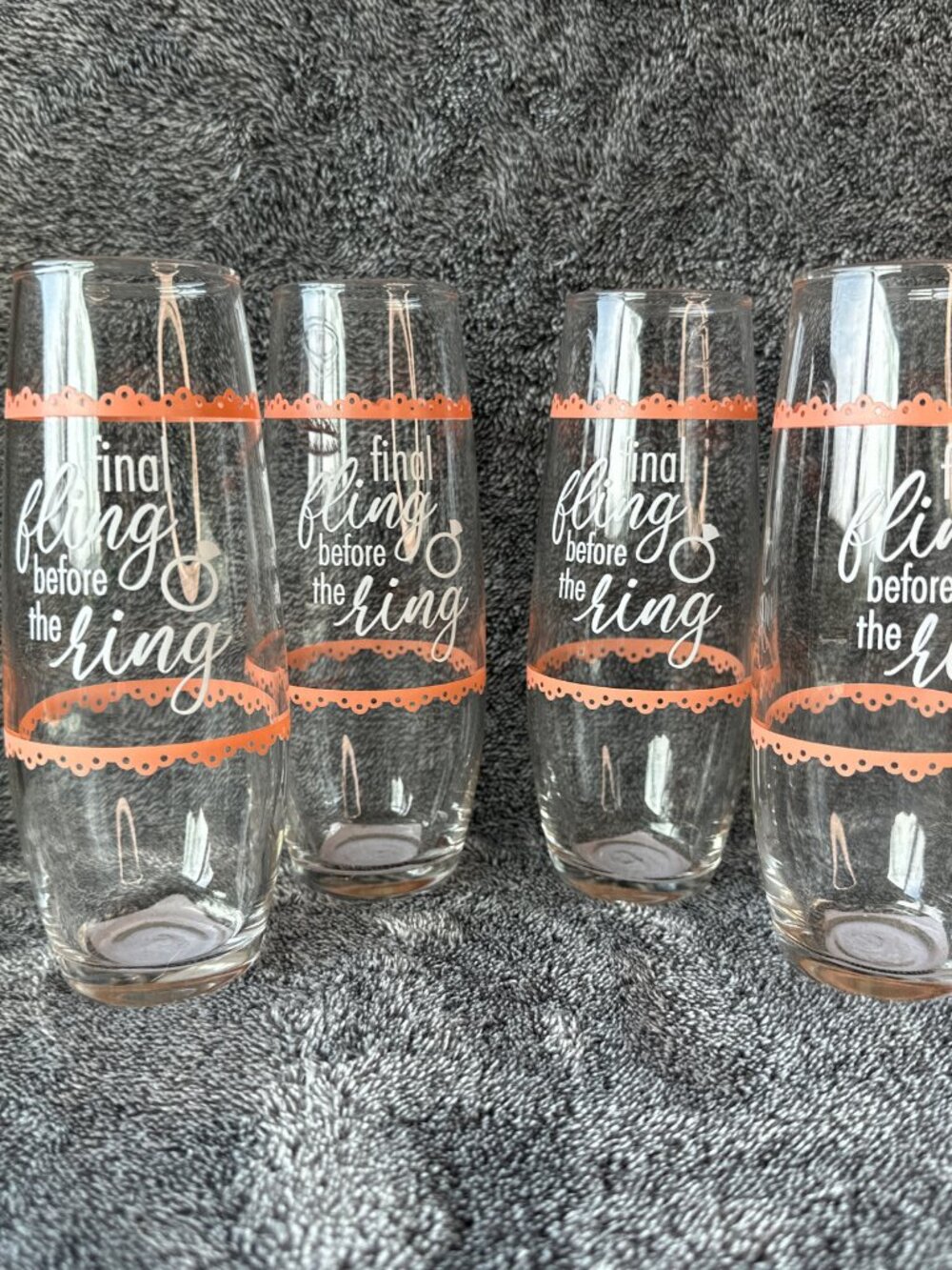 Set of 4 Final Fling Before the Ring Single Bachelorette Glass - NEW